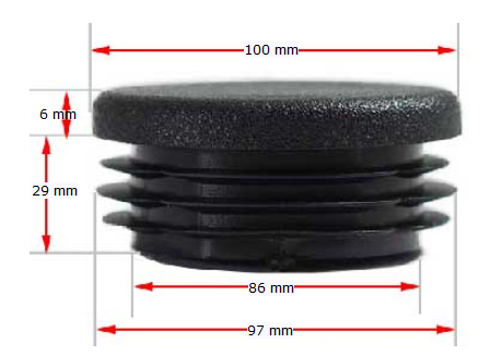 Plastic round cap 100mm OD (2.4-5mm wall)