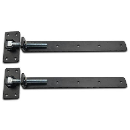 2 hinges - Adjustable Steel Strap Hinge 24mm pin 600mm long  Black Pair - Timber Gates