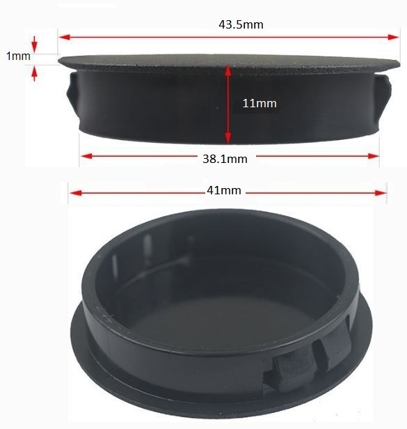 Plastic insert hole plug/End cap for hole size 38mm in Black colour