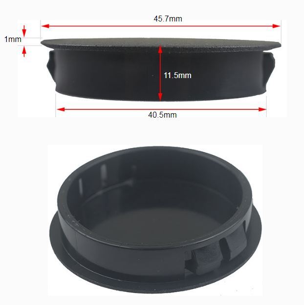 Plastic insert hole plug/End cap for hole size 41.3mm Black