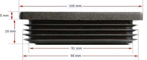 [CPPR520] Plastic Rectangular Cap 100x25mm (1.5-3mm)