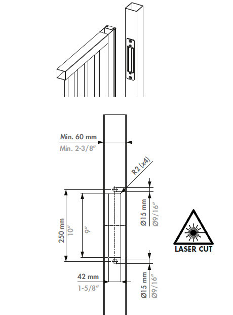 Aluminium finishing profile for sliding gates to combine with MAGUNIT