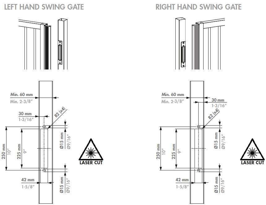 Aluminium finishing profile for swing gates to combine with MAGUNIT