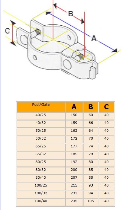 Chain fencing 2 Part  Hinge 50x25 NB or 60x33.7mm / each