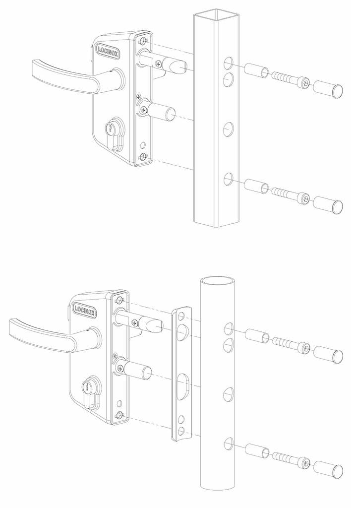 Economical Gate Lock square profile 40mm Grey colour body