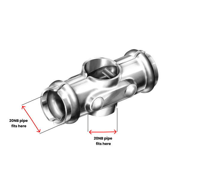 Galvanised Cross fittings Connector for tube 20NB x 20NB