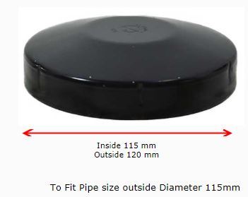 Galvabond Steel Round Cap 115mm (100NB) - Black