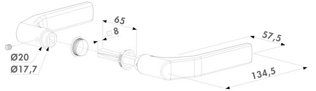 Gate Handle Aluminium with 8mm square 65 mm spindle Locinox 3000J