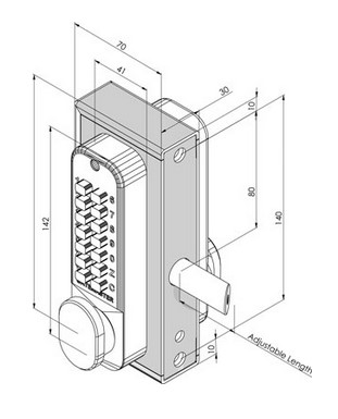 Gatemaster Super Lock Single Sided Keypad to fit 10-30mm gate frame LH