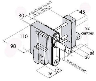 Gatemaster Surface Mounted Digital Lock Double Sided Keypad LH