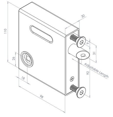 Gatemaster Swing Gate Bolt on Lock latch  to fit 10-30mm Frames with Traditional Handle (Non Lockable)