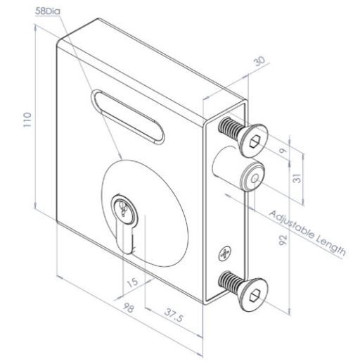 Swing Gate Lock Bolt on Deadlock for 40-60mm Frames