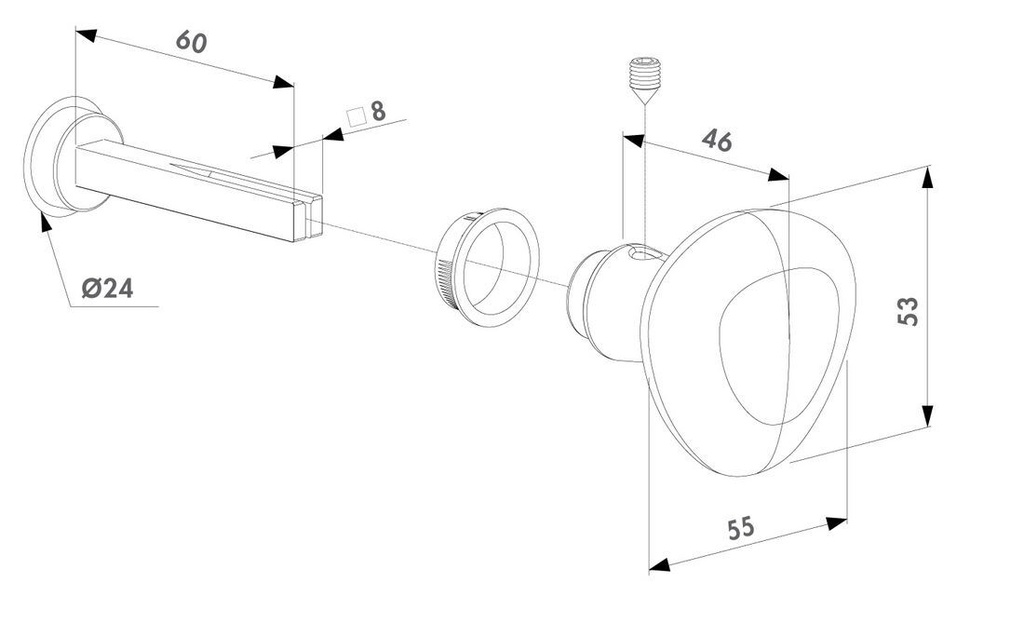 Half Gate Handle Aluminium Round Locinox 3006R/2 one side handle