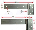 Heavy Duty Strap Timber Gate Hinge 350x70mm up to 600kg  LH - pair