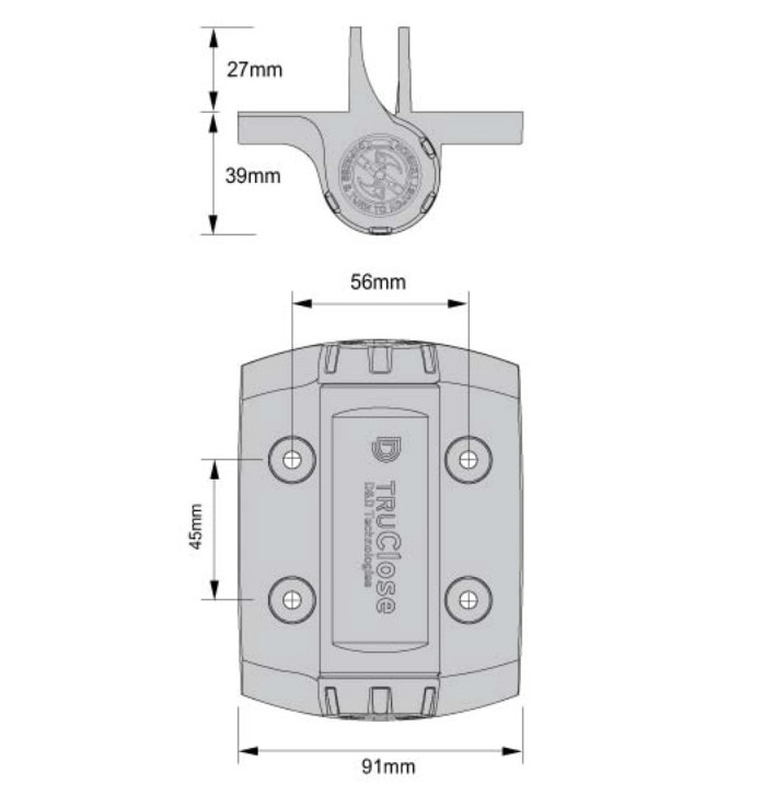 Tru Close Self Closing Hinge 2 Legs 70kg Black Trim