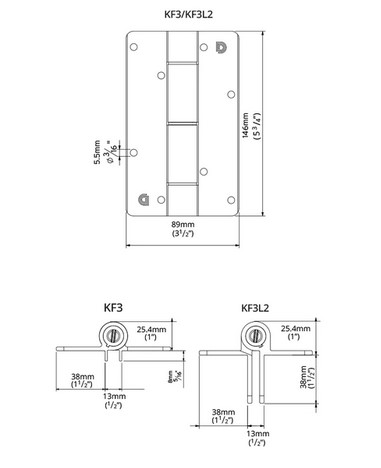 Kwikfit Aluminium Self Closing Gate Hinge with 2 legs - pair