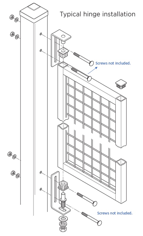 Light Swing Gate Hinges for gate frame size 25x25mm