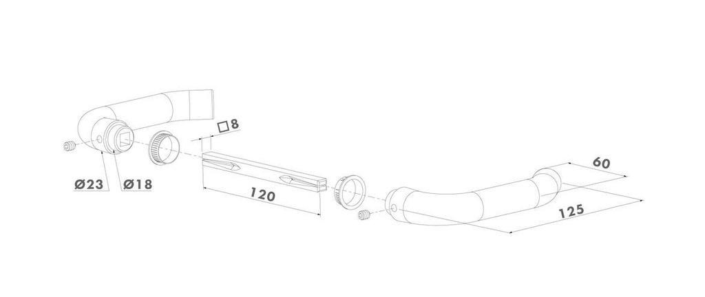 Aluminium Handle 3006B-H with square 120mm Black Pair