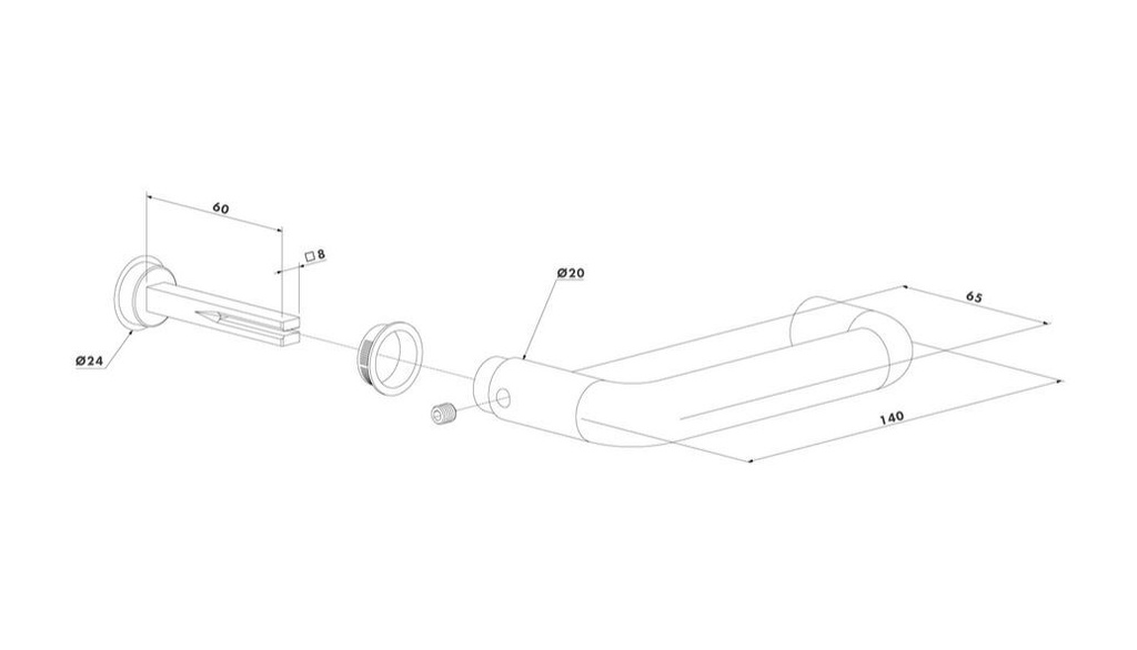 Half Gate Handle Aluminium Locinox 3006A-2 anti-panic handle