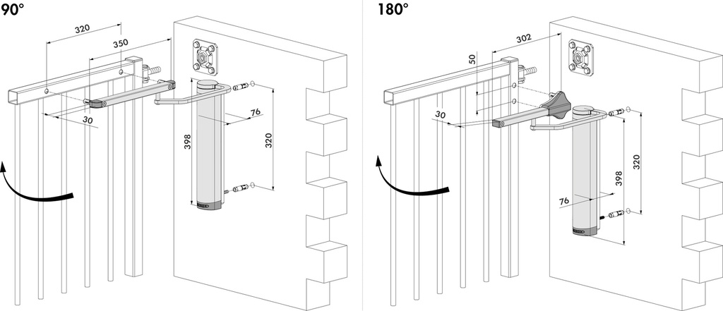 Hydraulic Industrial Gate Closer Verticlose FOR WALL MOUNTING- Black