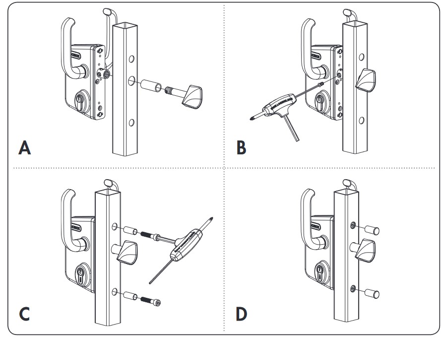 Locinox Industrial Manual Sliding Gate Lock 40mm profile Black colour -with Keep