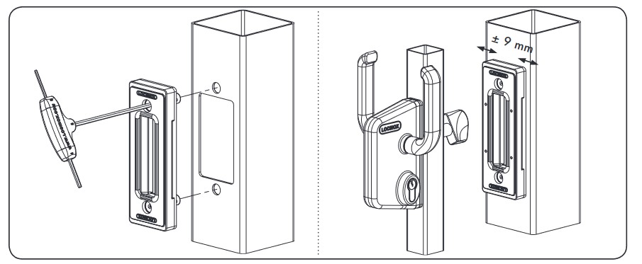 Locinox Industrial Manual Sliding Gate Lock 40mm profile Silver colour -with Keep