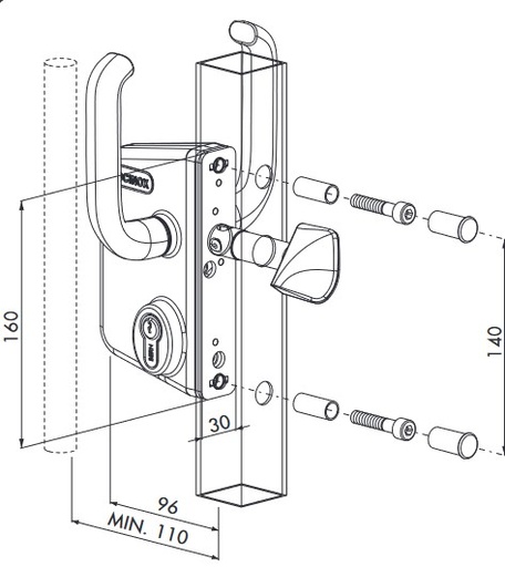 Top Guide Roller for Sliding gate size 40x200mm black