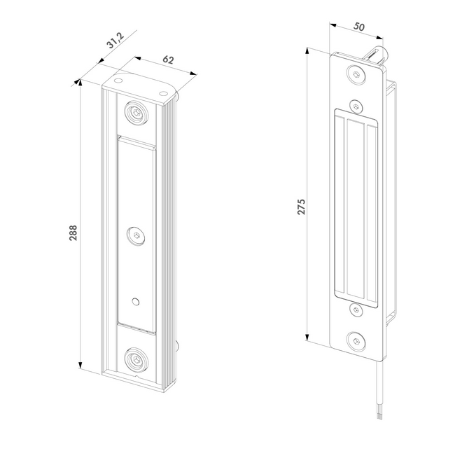 Integrated magnet lock for Sliding gates -Silver