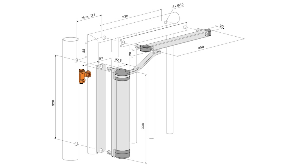 Lion Compact Hydraulic Gate Closer for any gate situation- Silver