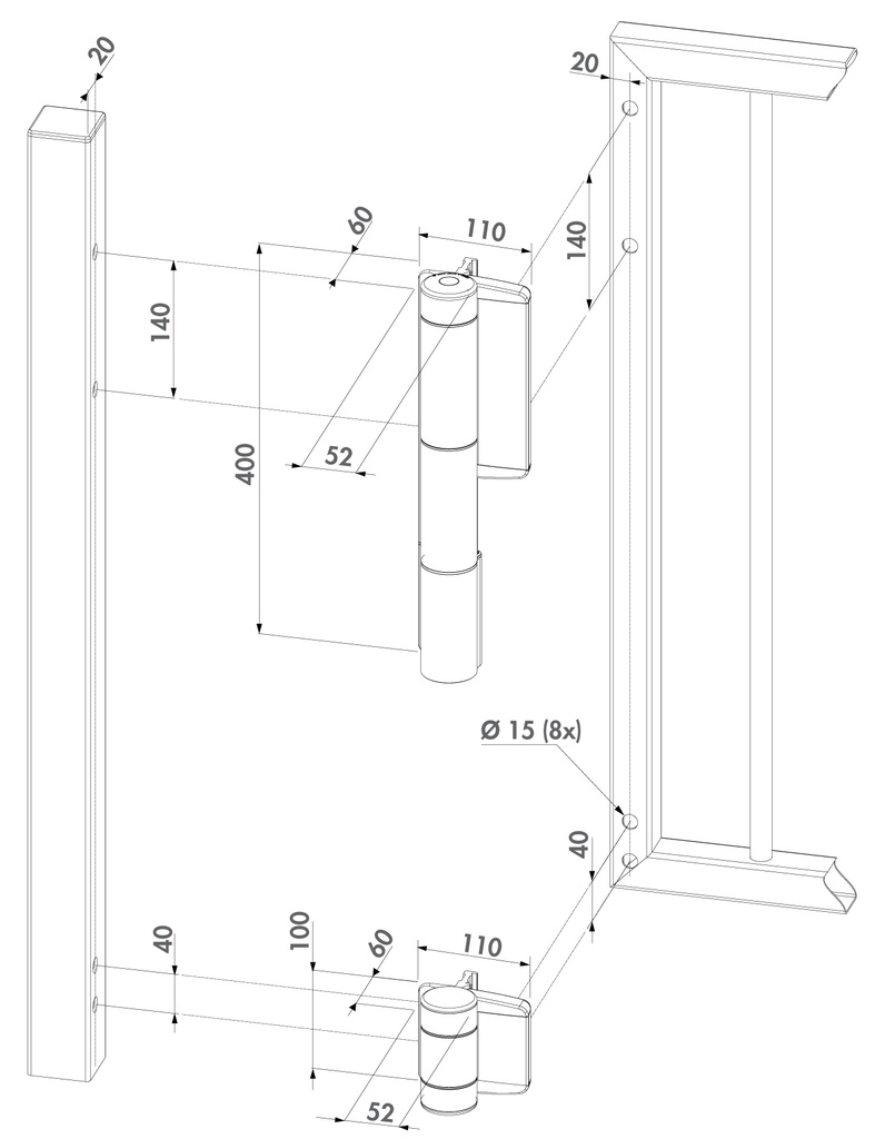 Mammoth Hydraulic 180 degree Swing Gate Closer and Compact hinge in One