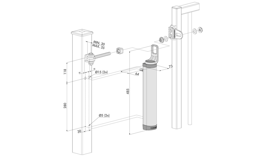 Rhino Aesthetical 180° Gate Closer - Silver