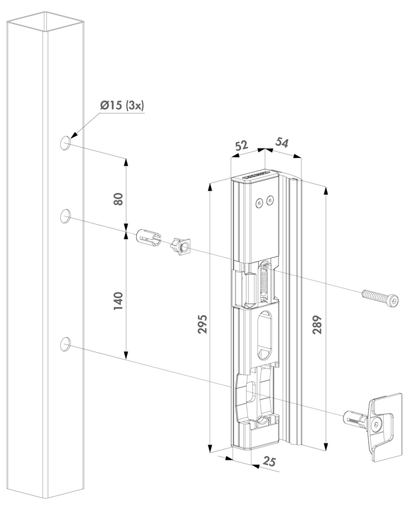 Locinox SURFACE MOUNTED ELECTRIC SECURITY KEEP - Fail Open - Black-MODULEC-SH-9005-E