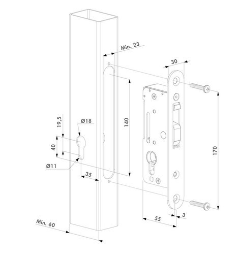 Swing Gate Rising Hinge or Up Hill Hinge Type B  Left hand Side