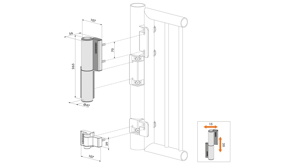 Tiger Hydraulic Swing Gate Closer and Compact hinge all in One