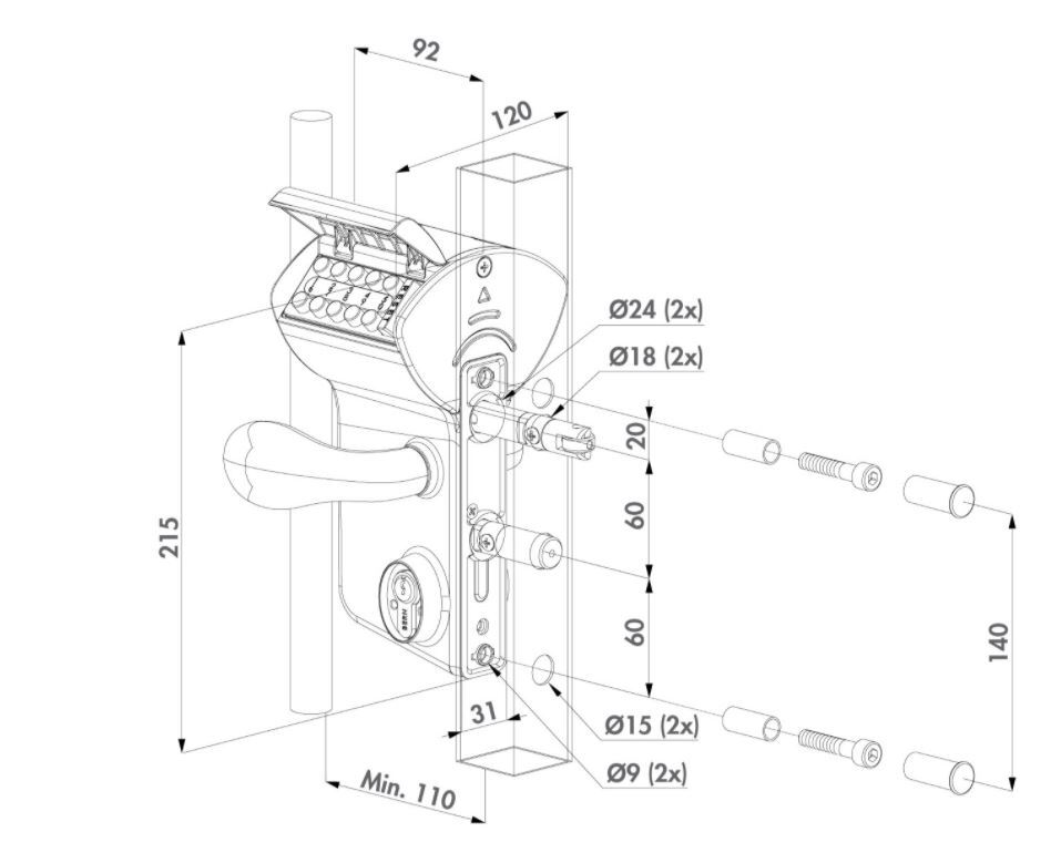 VINCI - SURFACE MOUNTED MECHANICAL DIGITAL CODE LOCK for 40-60 mm Square - Siver