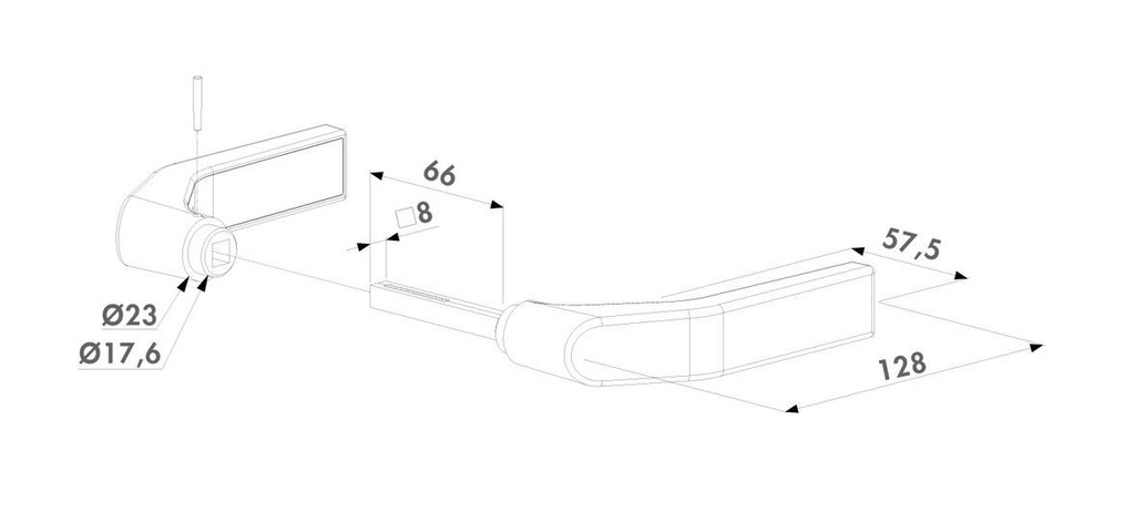 Polyamide Gate Handle Locinox 3006G with 8mm square 66 mm spindle