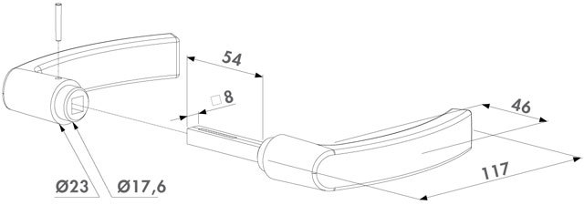 Polyamide Gate Handle Locinox 3006P with 8mm square 54 mm spindle