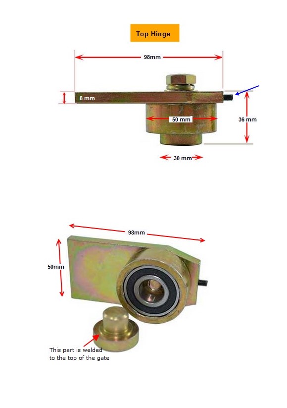 Race Bearing Weld on Hinge for gate 350kg/pair (Top+Bottom)