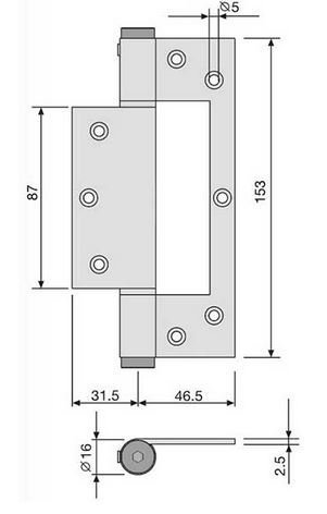 Self Closing Stainless Steel Interleaf Hinge Single Action - 1 hinges