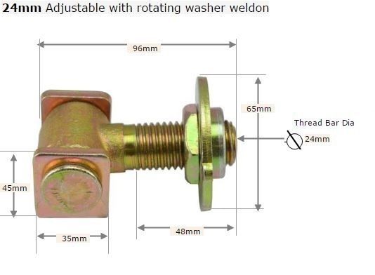 Swing Gate Hinge Adjustable 24mm pin with Rotating - pair 