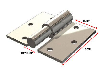 Swing Gate Screw to Screw hinge 16mm LH / pair - Zinc plated