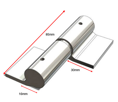 Swing Gate Weld to Weld hinge 16mm LH / pair - Zinc plated