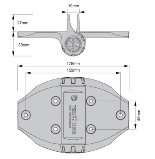 True Close Self Closing Gate Hinge 70kg 1 Leg Black for Timber gate