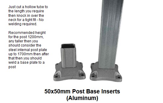 Aluminium Post Base for post size 65x65mm base 120x120mm