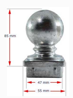 Aluminum Post Ball Cap 50x50mm - Black