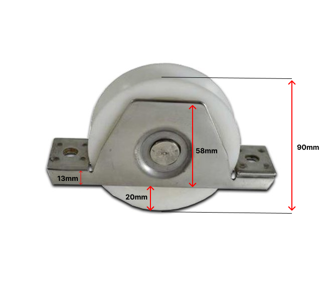 Internal Sliding Gate Wheel/Rollers for U Groove  White Nylon 90mm Stainless Steel Bracket