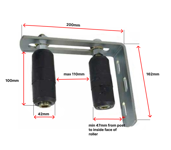 Sliding Gate Top Guide Holder 200x162mm with 2 rollers 40x100mm