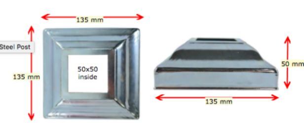 Steel Post Base Cover for Post Size 50x50mm Base 130x130mm