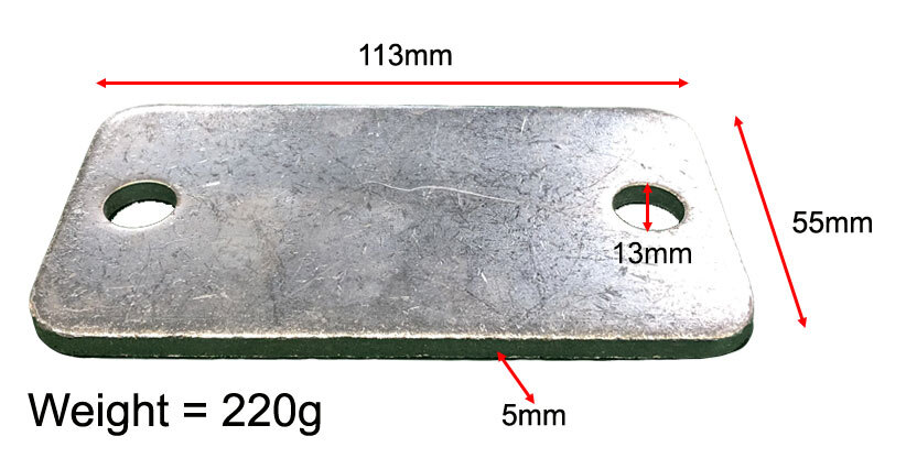 Steel Rectangular Base Plate 113x55x5mm - Zinc plated