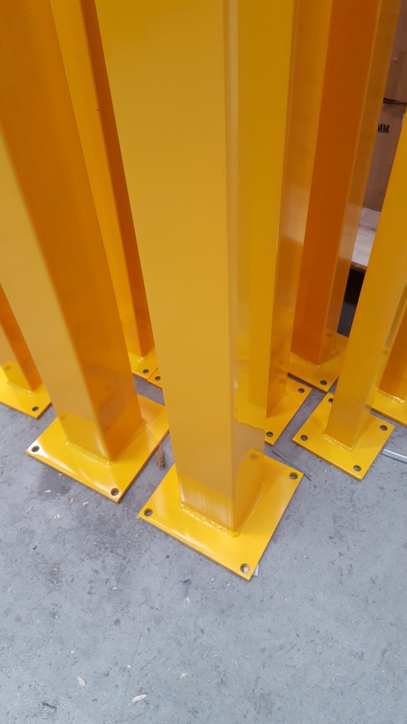 Surface Mount Steel Square Bollard 65x65mm 1200mm long Safety Yellow - Pick Up only